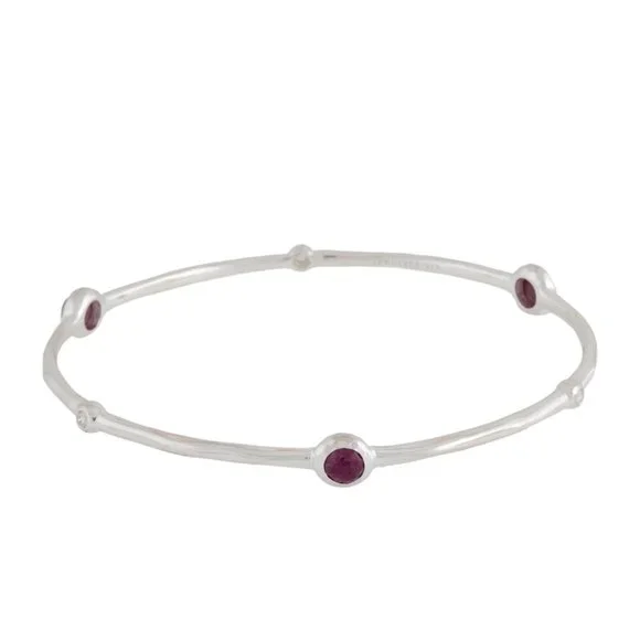 IPPOLITA RAIR RUBY& DIAMOND STERLING SILVER 925 LOLLIPOP STATION BANGLE BRACELET